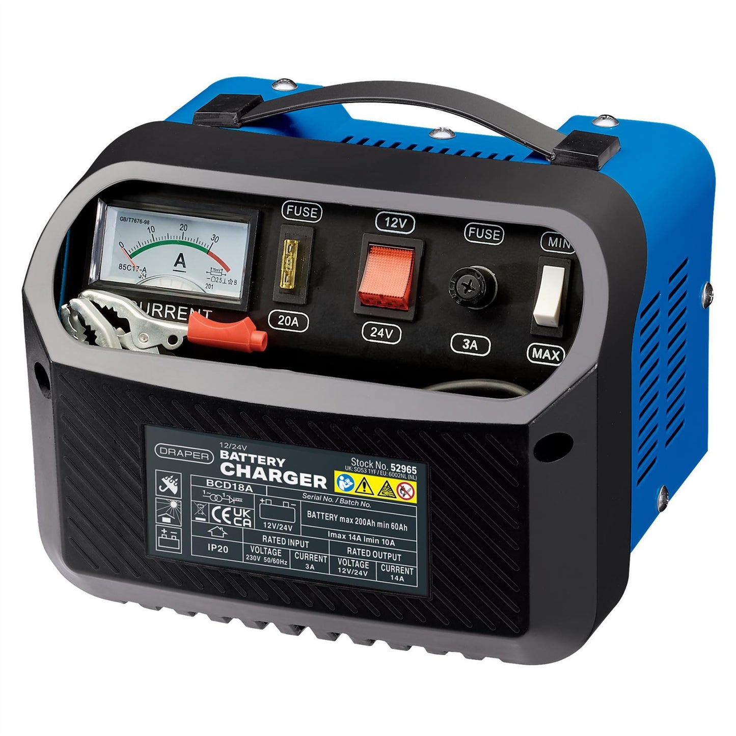 Draper 52965 12/24V Battery Charger 10 - 14A Draper