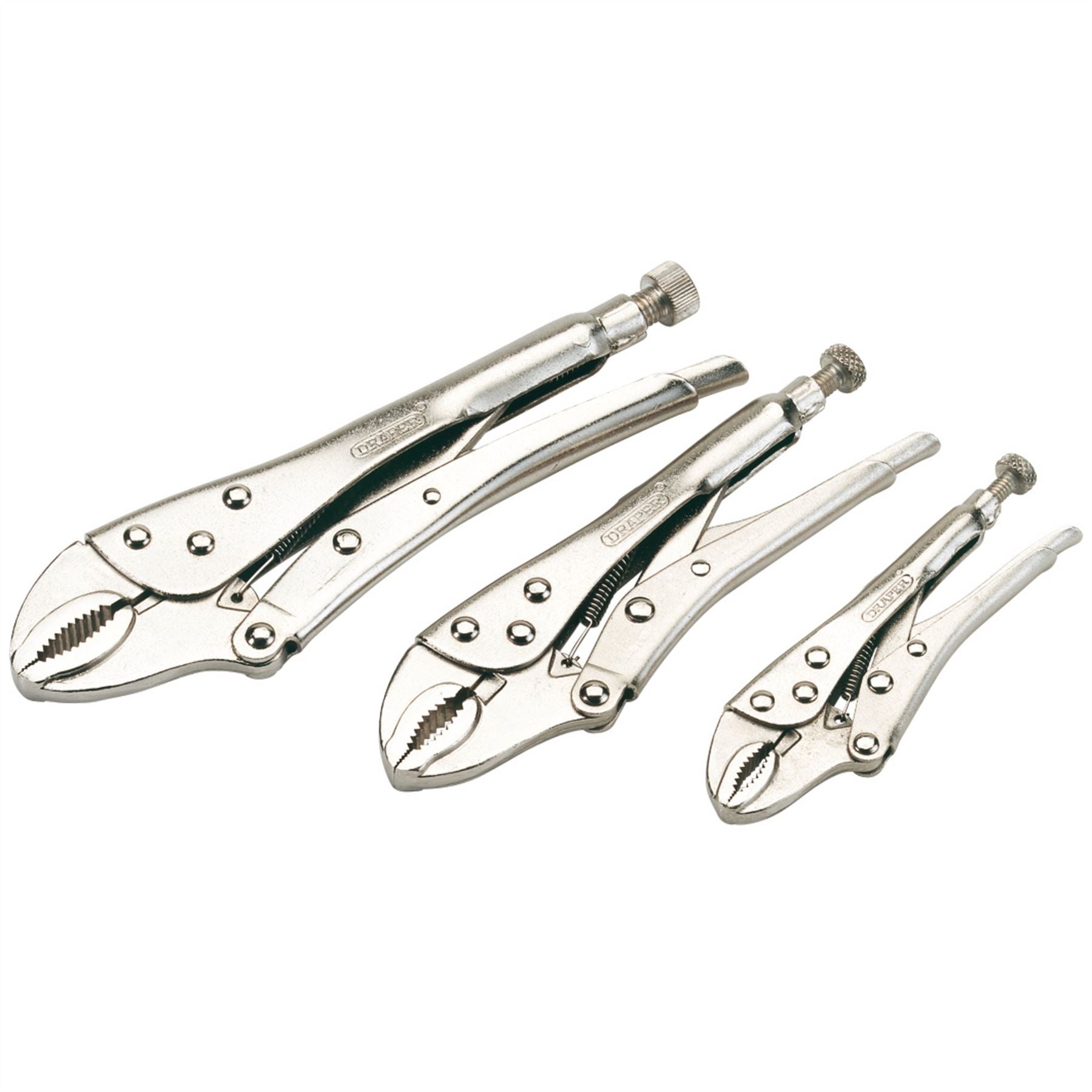 Draper 14040 Curved Jaw Self Grip Pliers Set 3 Piece Draper