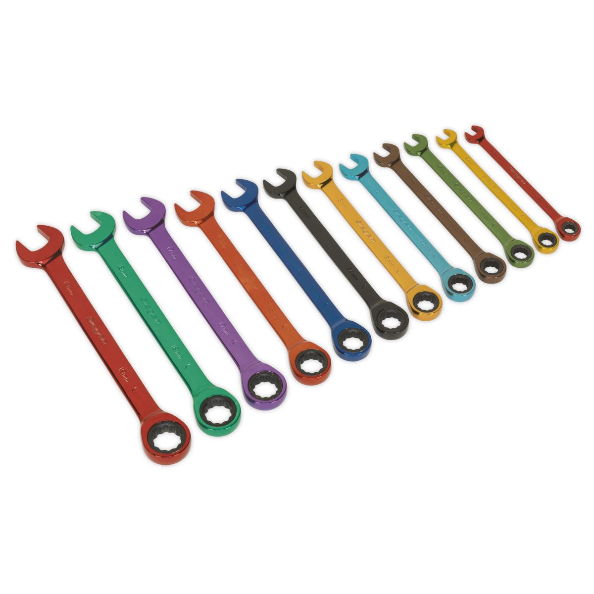 Siegen S01075 Ratchet Combination Spanner Set 12pc Multi-Coloured Metric Siegen