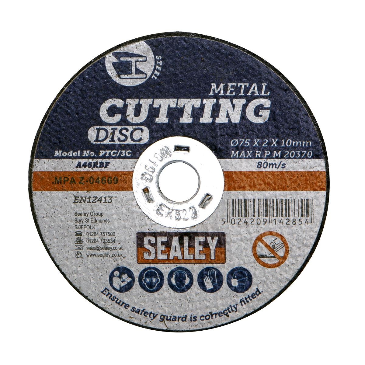 Sealey PTC/3C100 Cutting Disc Pack of 100 Ø75 x 2mm Ø10mm Bore Sealey