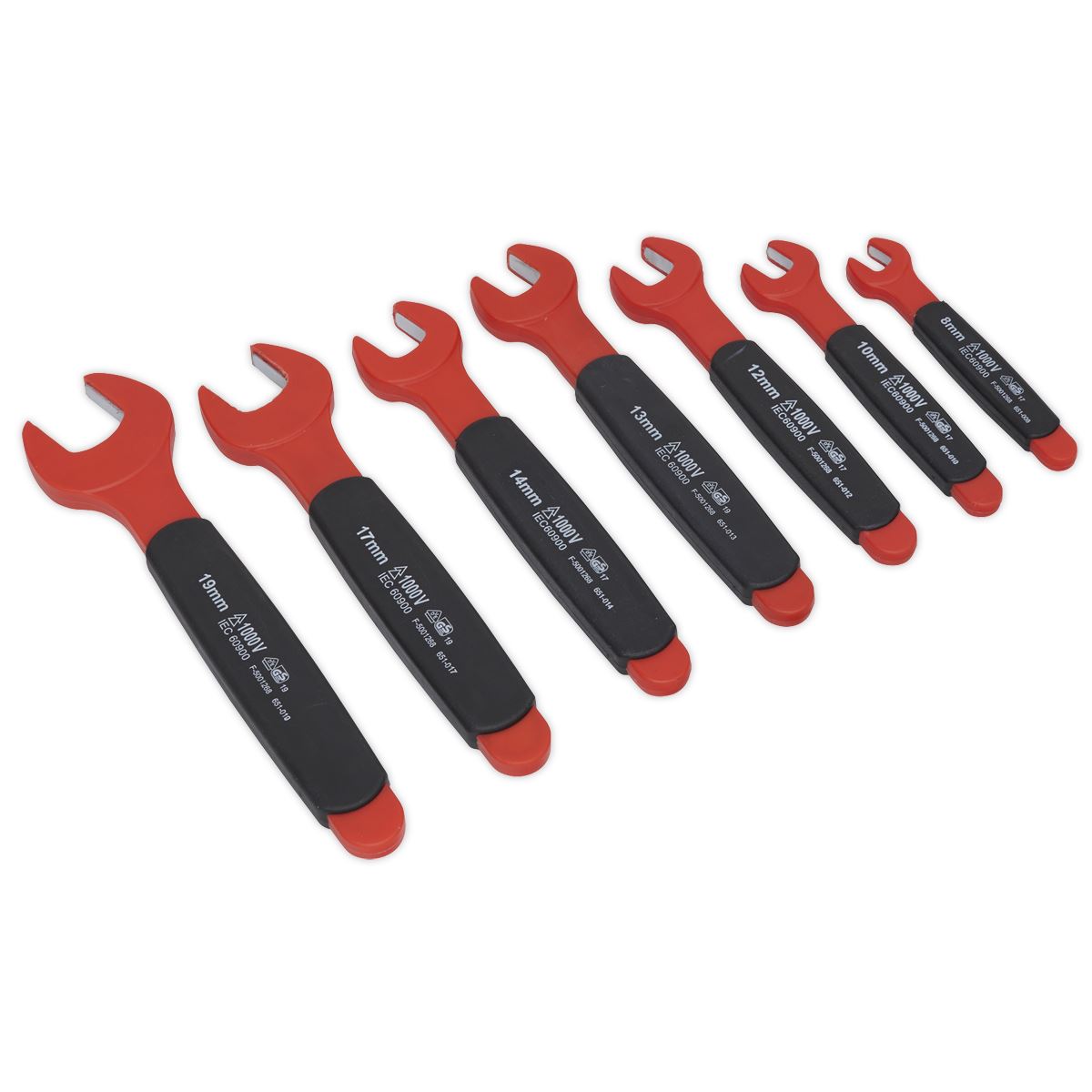 Sealey AK63171 Insulated Open-End Spanner Set 7pc VDE Approved Sealey
