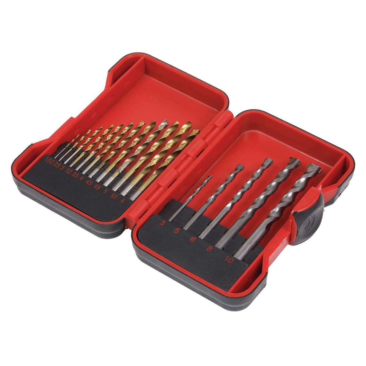 Sealey AK3717TCM HSS/Masonry Drill Bit Set 17pc Sealey