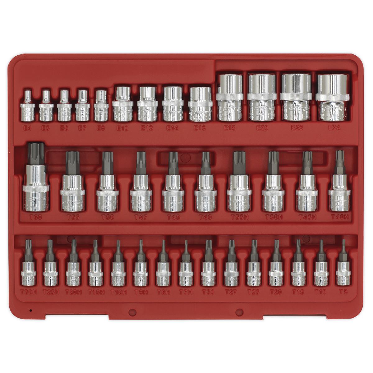Sealey AK6197 TRX-Star* Socket & Security Socket Bit Set 38pc 1/4" 3/8" & 1/2"Sq Drive Sealey