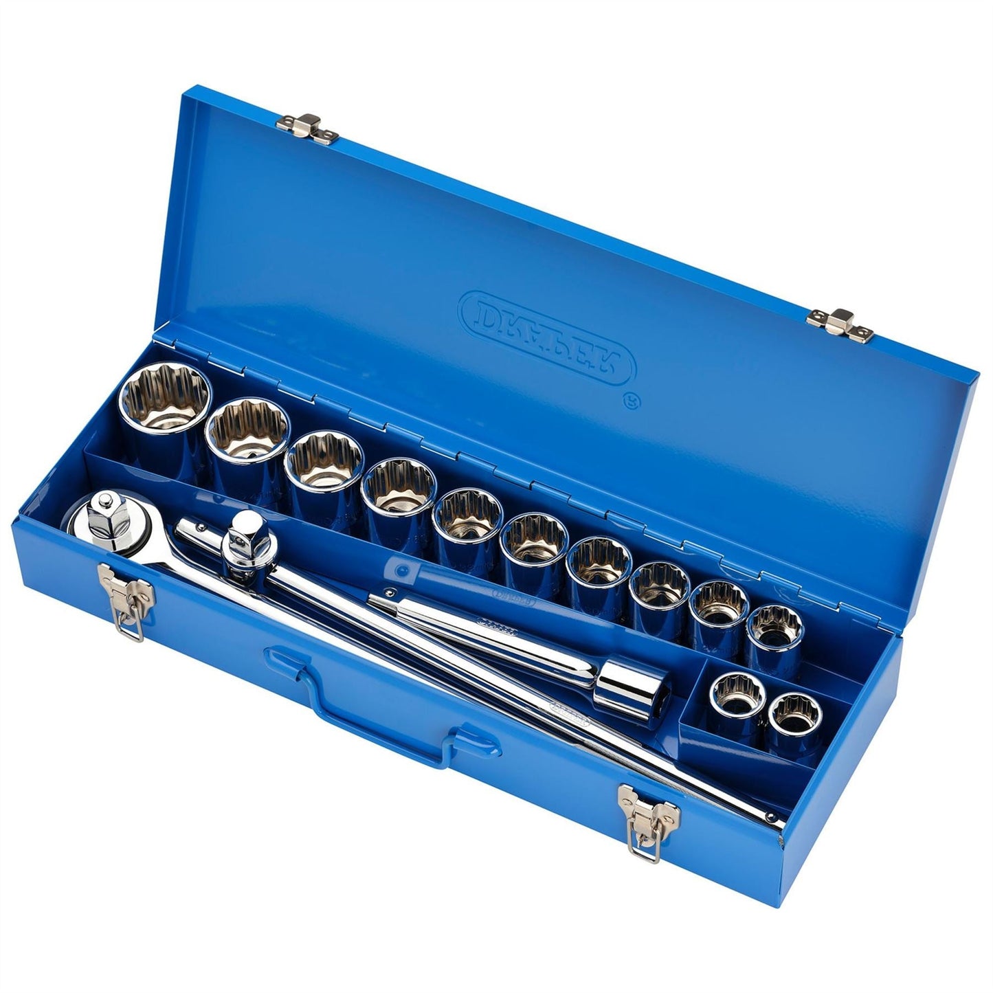 Draper 16440 HI-TORQ® Metric Socket Set in Metal Case 3/4" Sq. Dr. 15 Piece Draper
