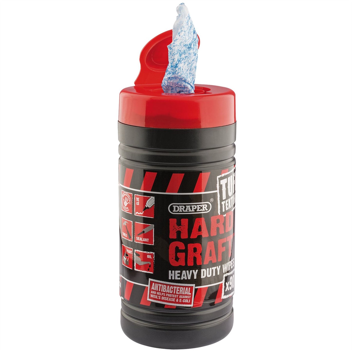 Draper 84712 Hard Graft Tuff Texture Heavy Duty Wipes Tub of 90 Draper
