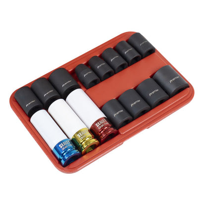 Sealey AK5615M Impact Socket & Wheel Nut Removal Set 15pc 1/2"Sq Drive Sealey