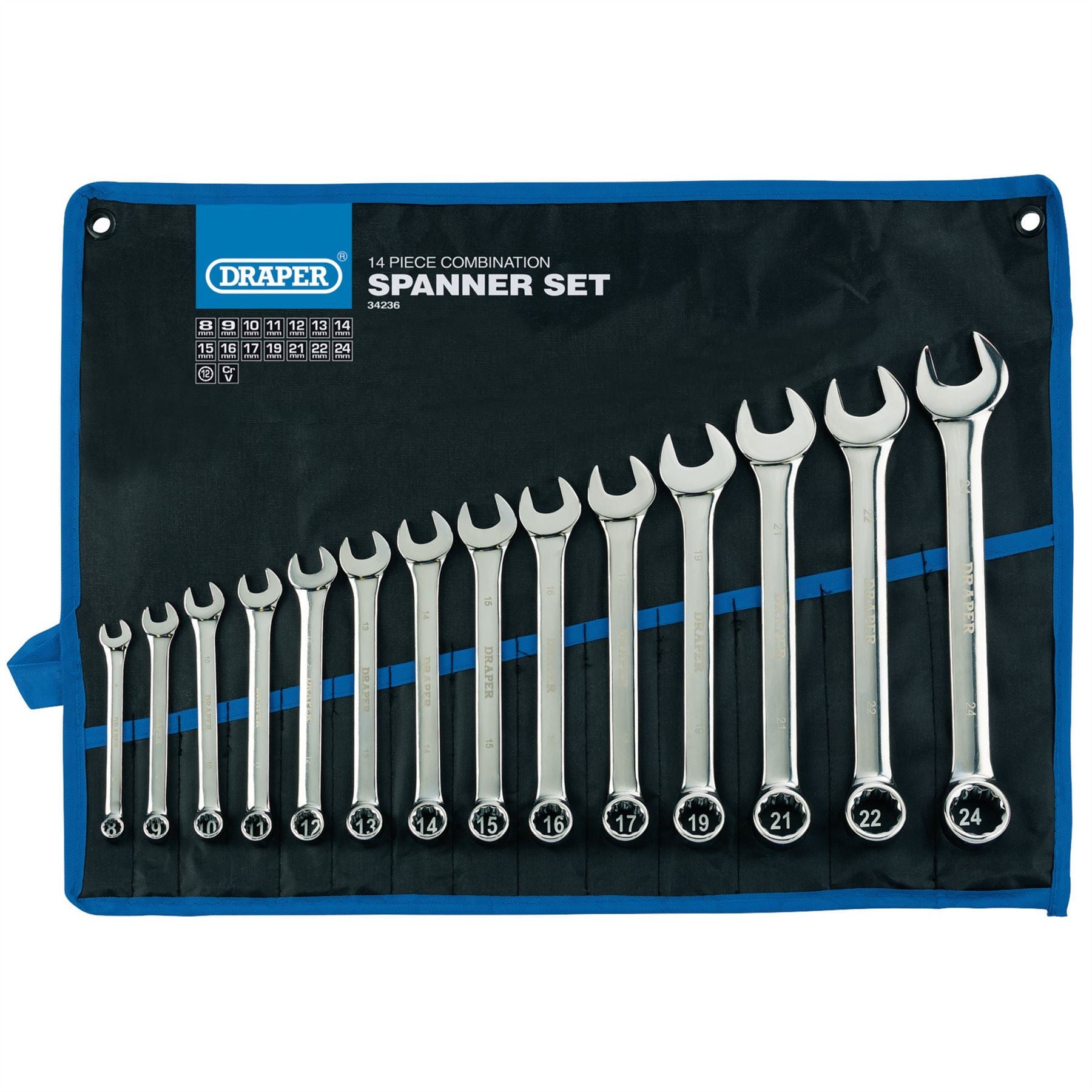 Draper 34236 HI-TORQ® Metric Combination Spanner Set 14 Piece Draper