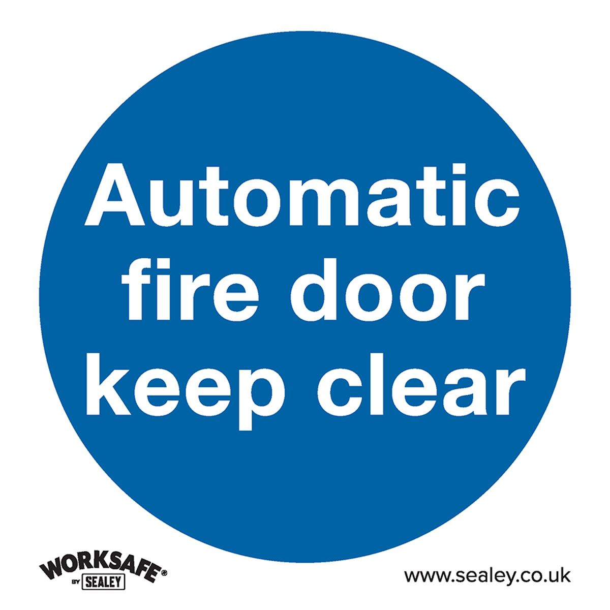Sealey SS3P1 Mandatory Safety Sign - Automatic Fire Door Keep Clear - Rigid Plastic Sealey