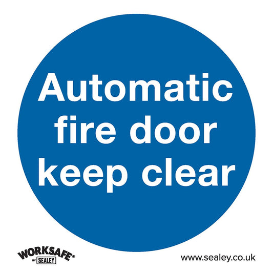 Sealey SS3P1 Mandatory Safety Sign - Automatic Fire Door Keep Clear - Rigid Plastic Sealey