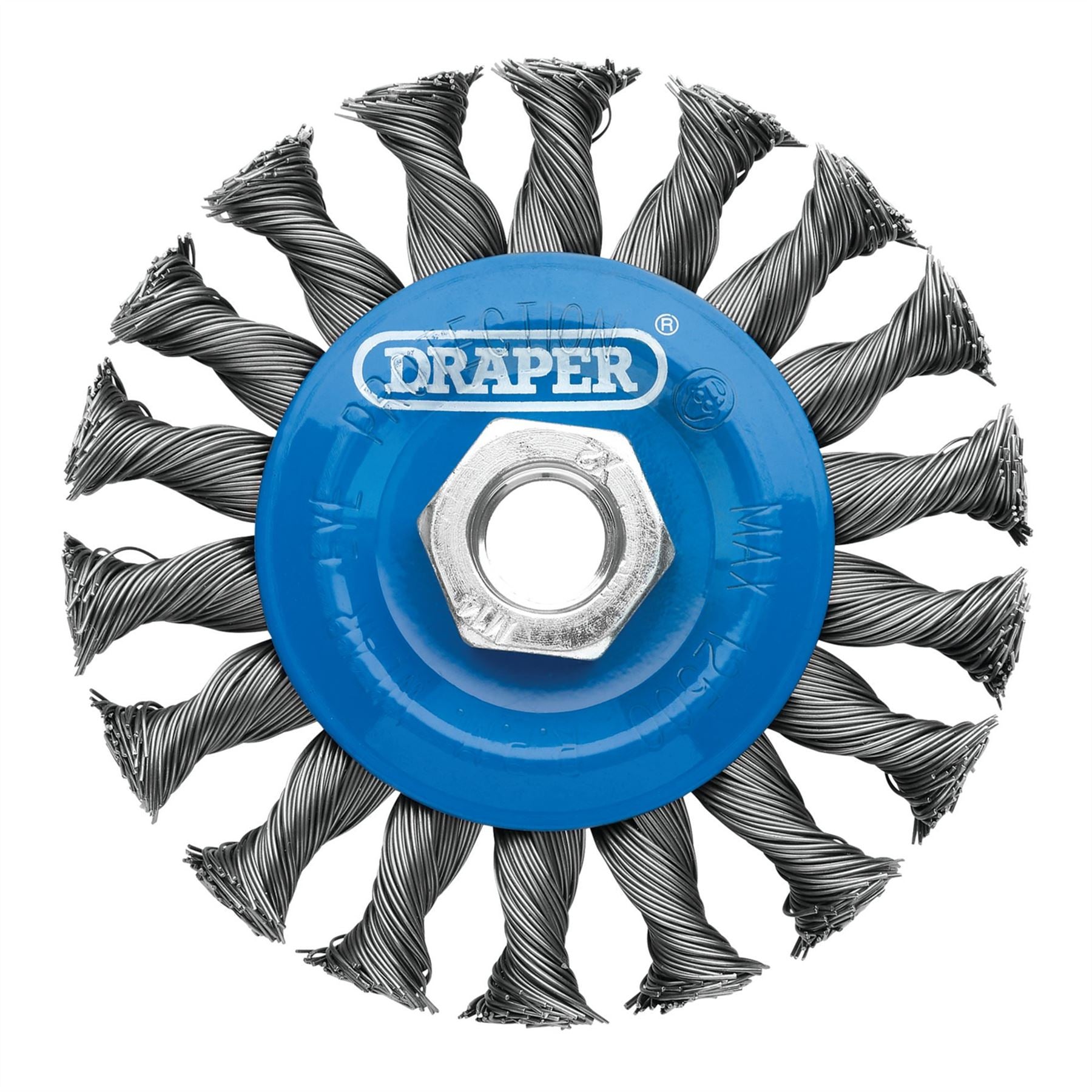 Draper 08055 Steel Twist-Knot Flat Wire Wheel Brush 100mm M14 Draper