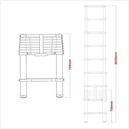 Sealey ATL09 Aluminium Telescopic Ladder 9-Tread EN 131 Sealey