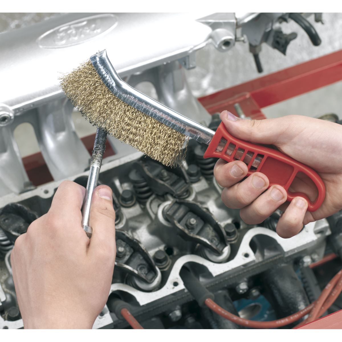 Sealey WB05DB24 Wire Brush Brassed Steel Plastic Handle Display Box of 24 Sealey