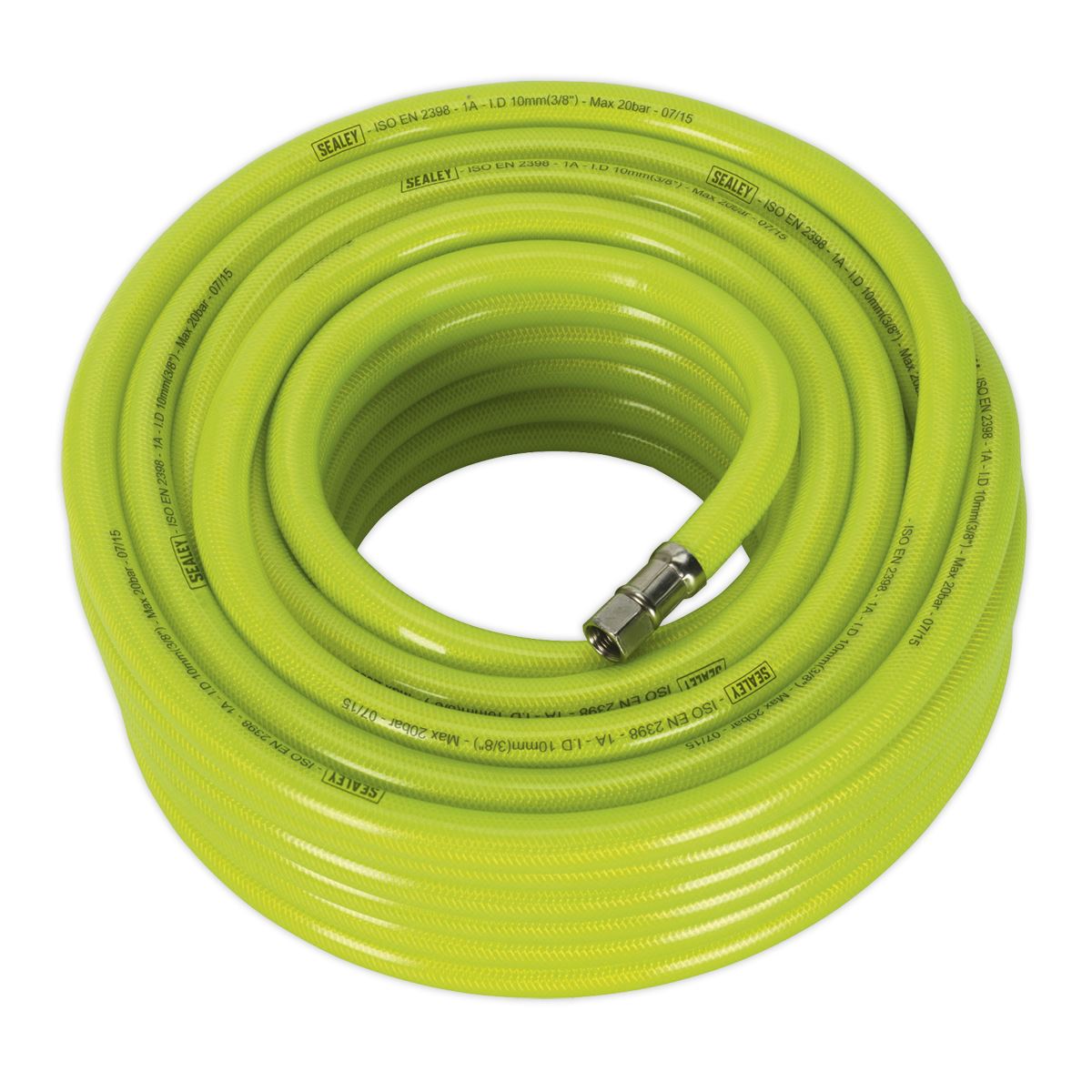 Sealey AHFC2038 Air Hose High-Visibility 20m x Ø10mm with 1/4"BSP Unions Sealey