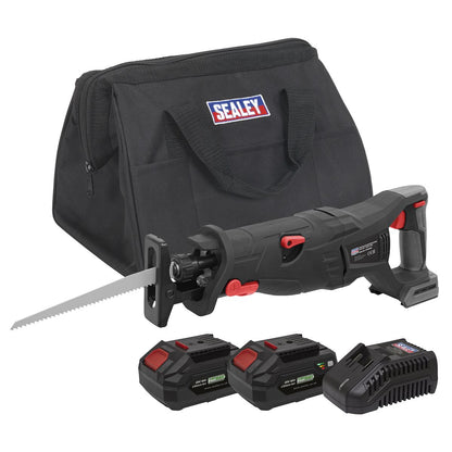 Sealey CP20VRSXKIT Brushless Reciprocating Saw 20V 4Ah SV20 Series Kit - 2 Batteries Sealey