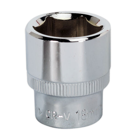 Sealey SP3818 WallDrive® Socket 18mm 3/8"Sq Drive Fully Polished Sealey