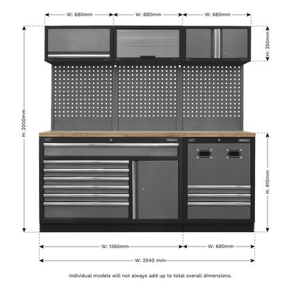 Sealey APMSSTACK14W Modular Storage System Combo - Pressed Wood Worktop Sealey