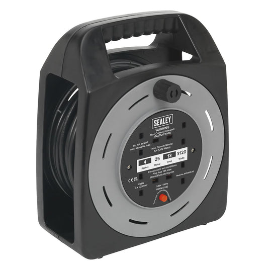 Sealey BCR25CB Cable Reel Box Type 25m 4 x 230V 1.25mm² Thermal Trip Sealey