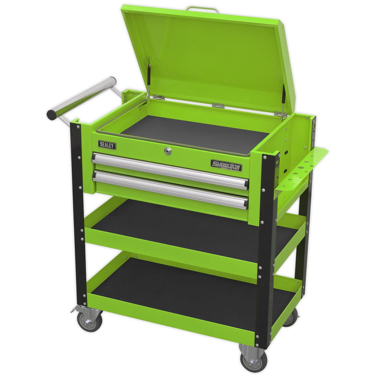 Sealey AP760MHV Heavy-Duty Mobile Tool & Parts Trolley 2 Drawers & Lockable Top - Green Sealey