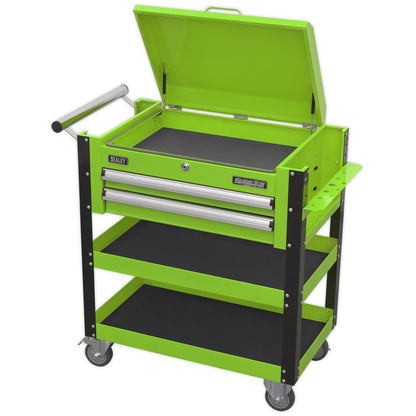 Sealey AP760MHV Heavy-Duty Mobile Tool & Parts Trolley 2 Drawers & Lockable Top - Green Sealey