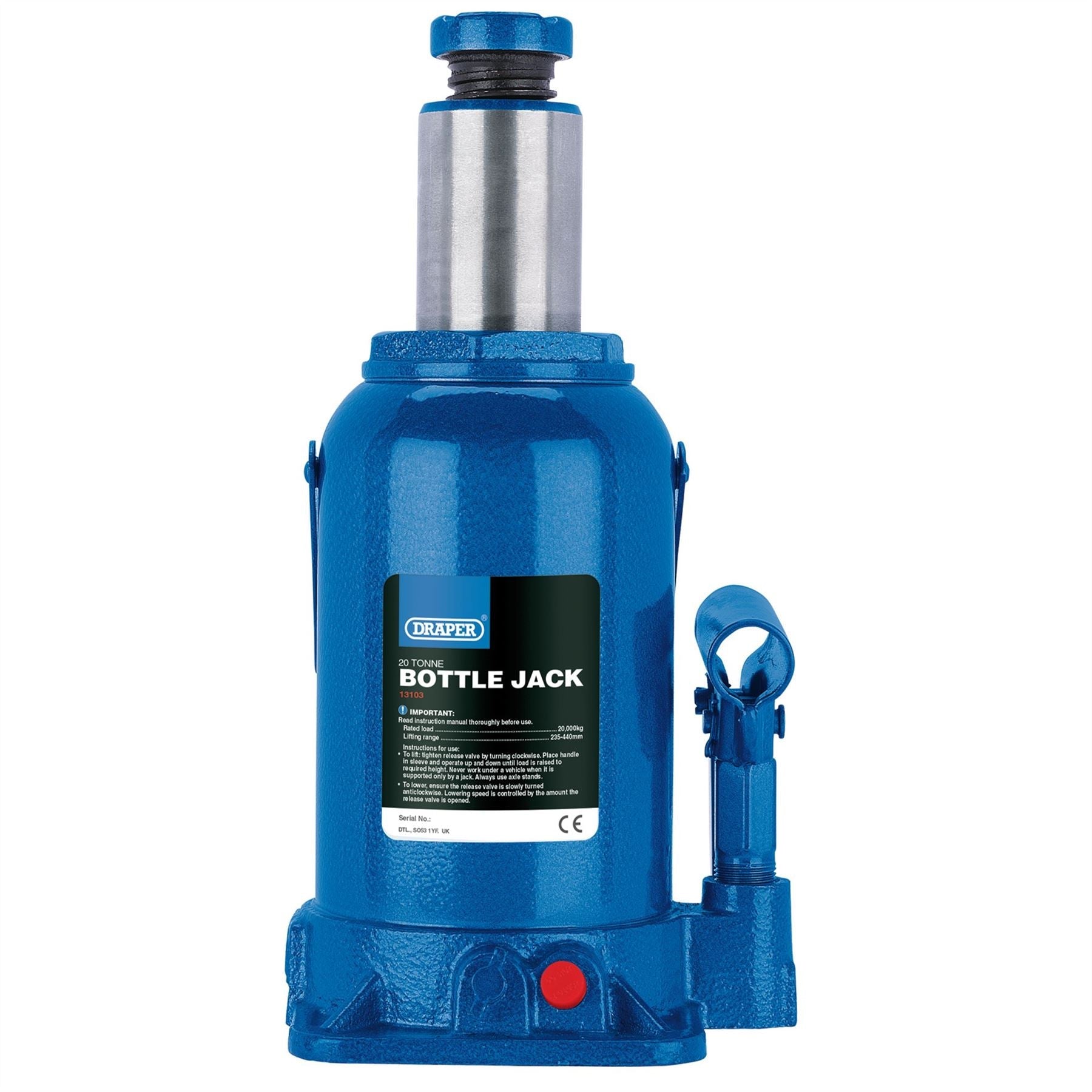 Draper 13103 Hydraulic Bottle Jack 20 Tonne Draper