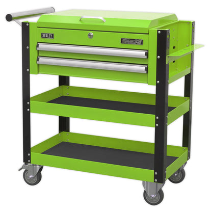 Sealey AP760MHV Heavy-Duty Mobile Tool & Parts Trolley 2 Drawers & Lockable Top - Green Sealey