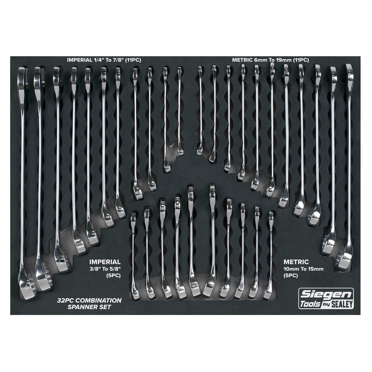 Siegen S01239 Combination Spanner Set 32pc - Metric/Imperial Sealey