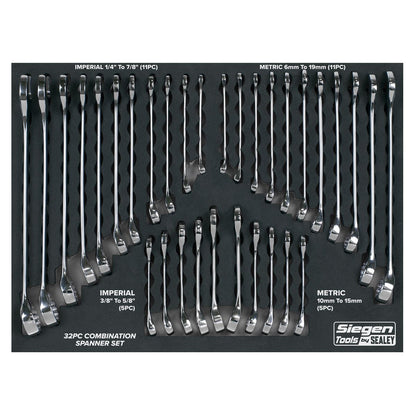 Siegen S01239 Combination Spanner Set 32pc - Metric/Imperial Sealey