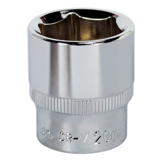 Sealey SP3820 WallDrive® Socket 20mm 3/8"Sq Drive Fully Polished Sealey