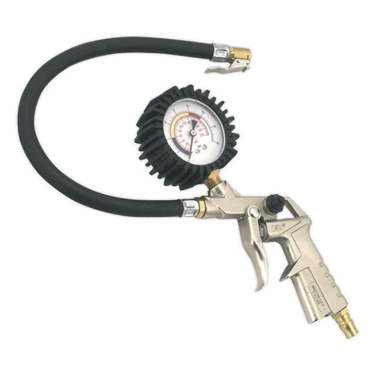 Sealey SA924 Tyre Inflator with Clip-On Connector Sealey