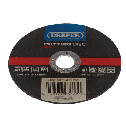 Draper 94768 Metal Cutting Disc 100 x 1 x 16mm Draper