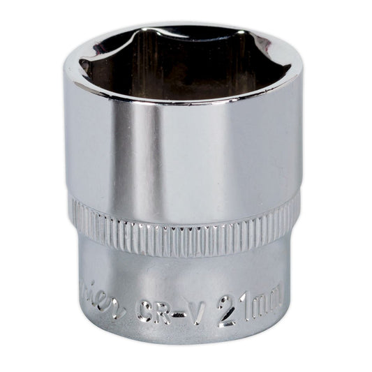 Sealey SP3821 WallDrive® Socket 21mm 3/8"Sq Drive Fully Polished Sealey