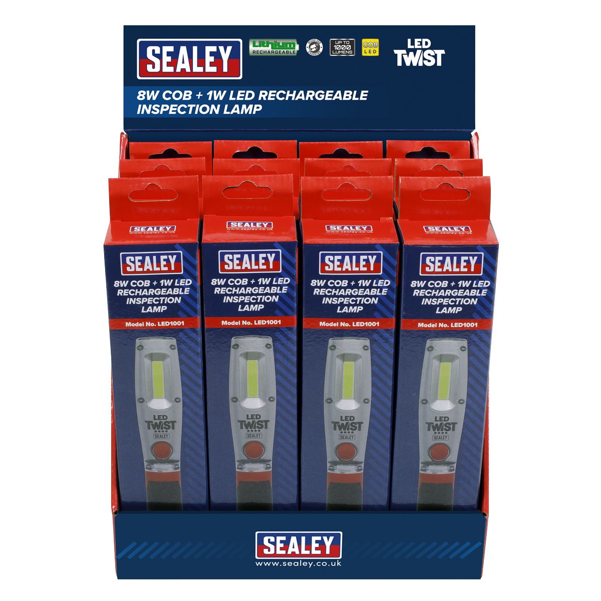 Sealey LED1001DB Rechargeable Inspection Light 8W LED - Display Box of 12 Sealey