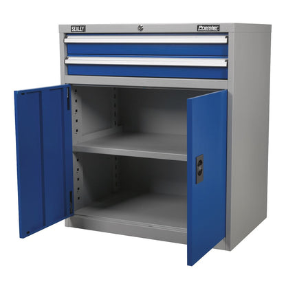 Sealey API8810 Industrial Cabinet 2 Drawer & 1 Shelf Double Locker Sealey