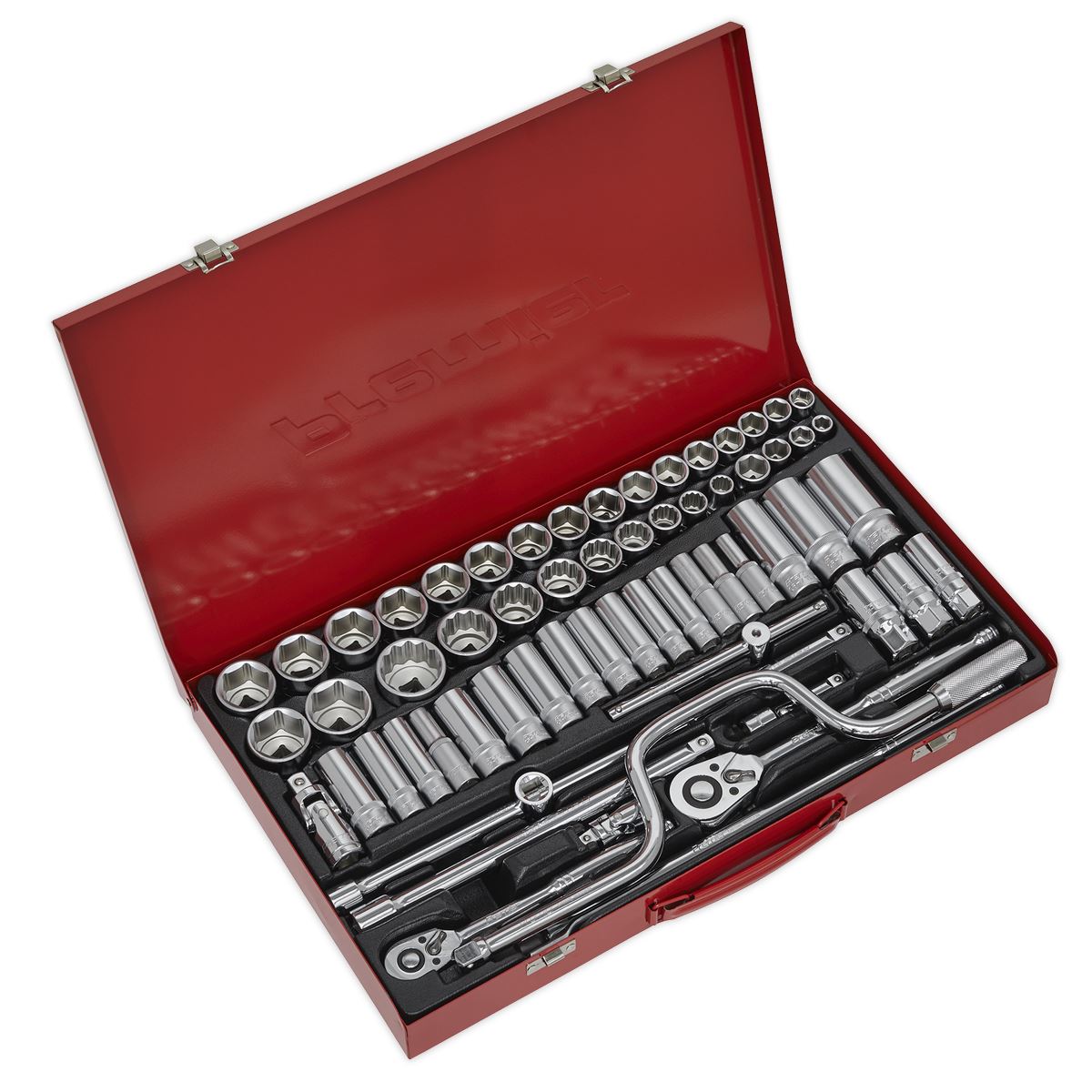 Sealey AK694 Socket Set 64pc 3/8" & 1/2"Sq Drive 6pt WallDrive® - Metric/Imperial Sealey
