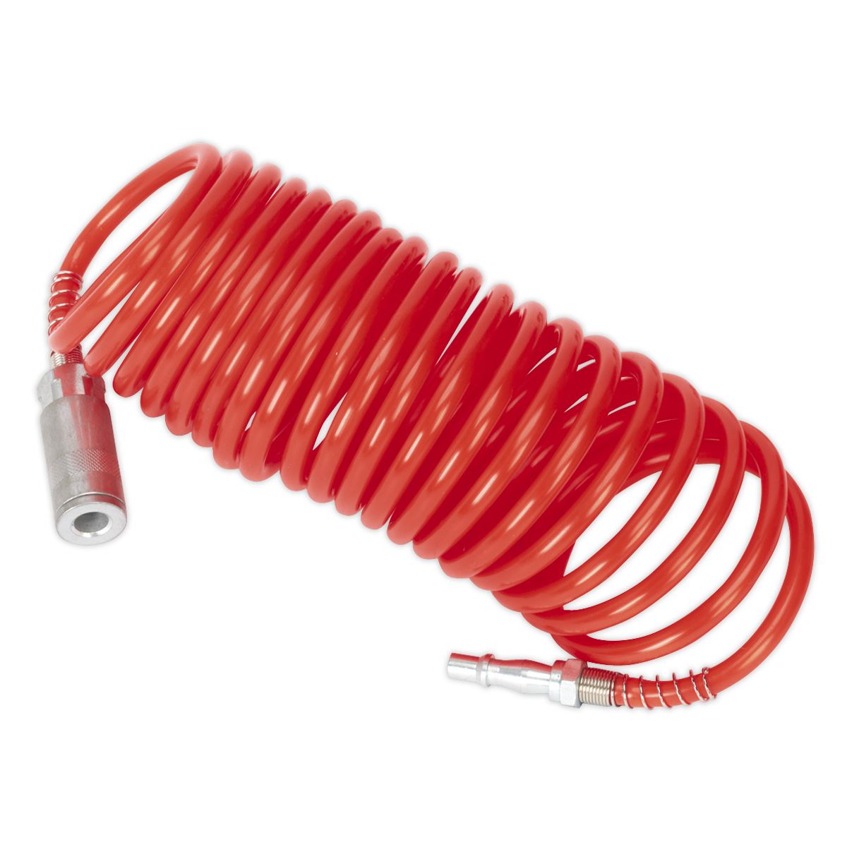 Sealey SA305 PE Coiled Air Hose 5m x Ø5mm with Couplings Sealey