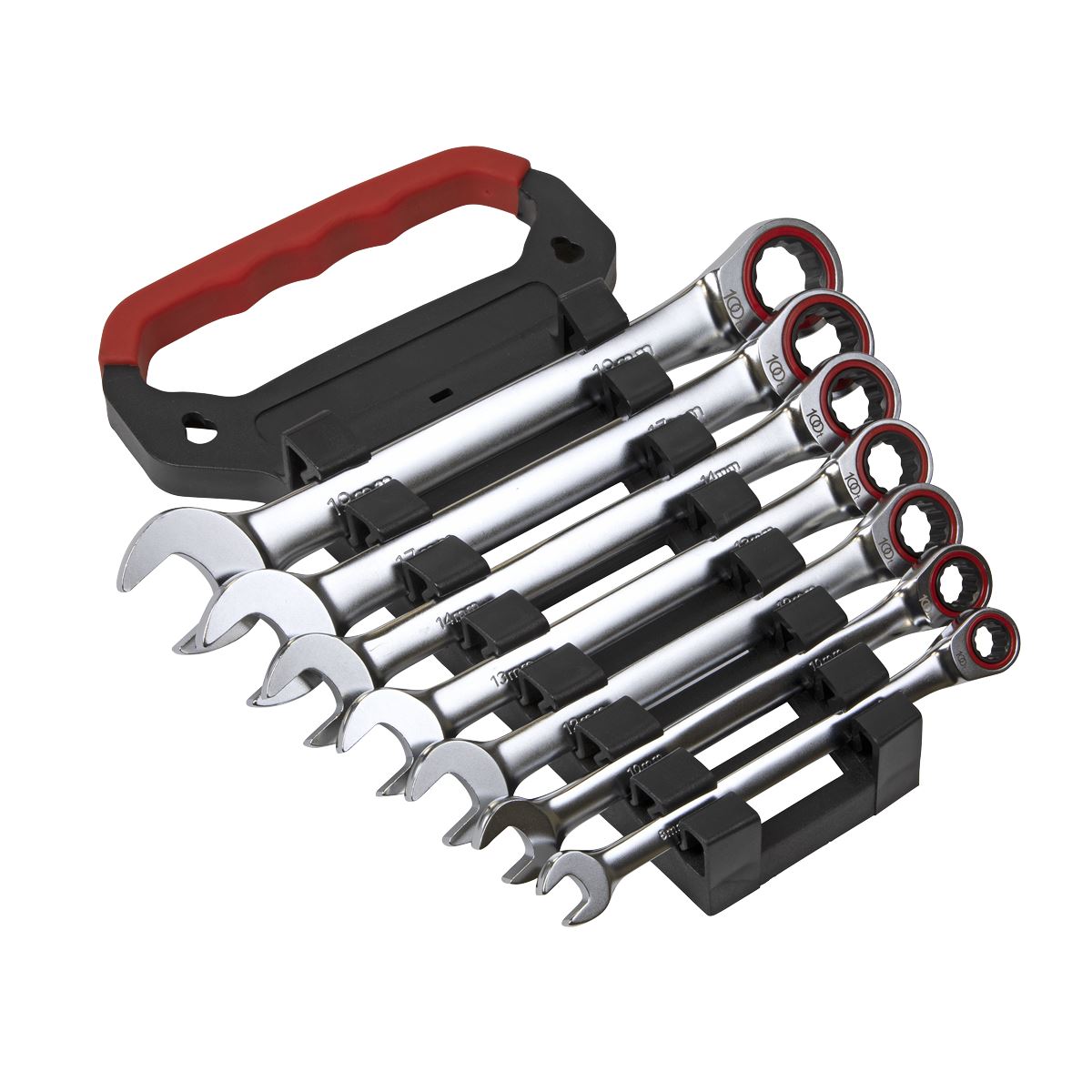Sealey AK63941 Ratchet Combination Spanner Set 7pc Metric Premier Platinum Sealey