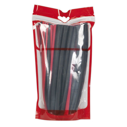 Sealey HSTAL72BR Heat Shrink Tubing Assortment 72pc Black & Red Adhesive Lined 200mm Sealey