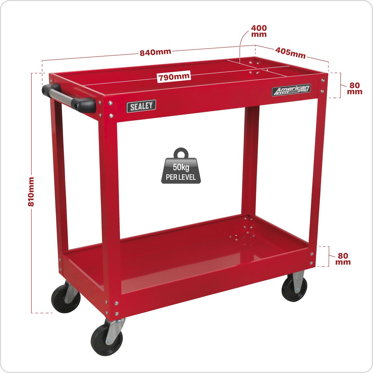 Sealey CX105 Workshop Trolley 2-Level Heavy-Duty Sealey