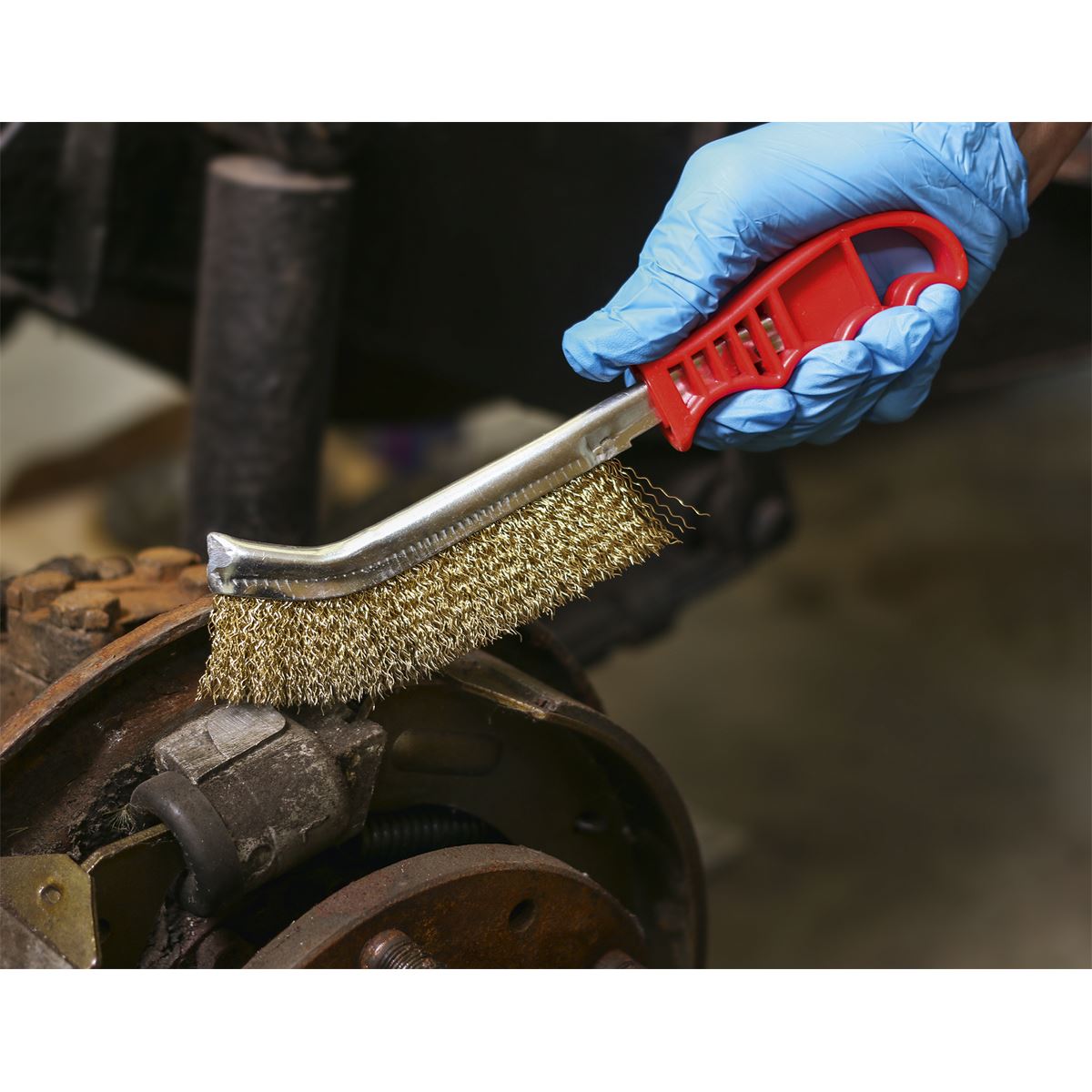 Sealey WB05/R Wire Brush Brassed Steel Plastic Handle Sealey
