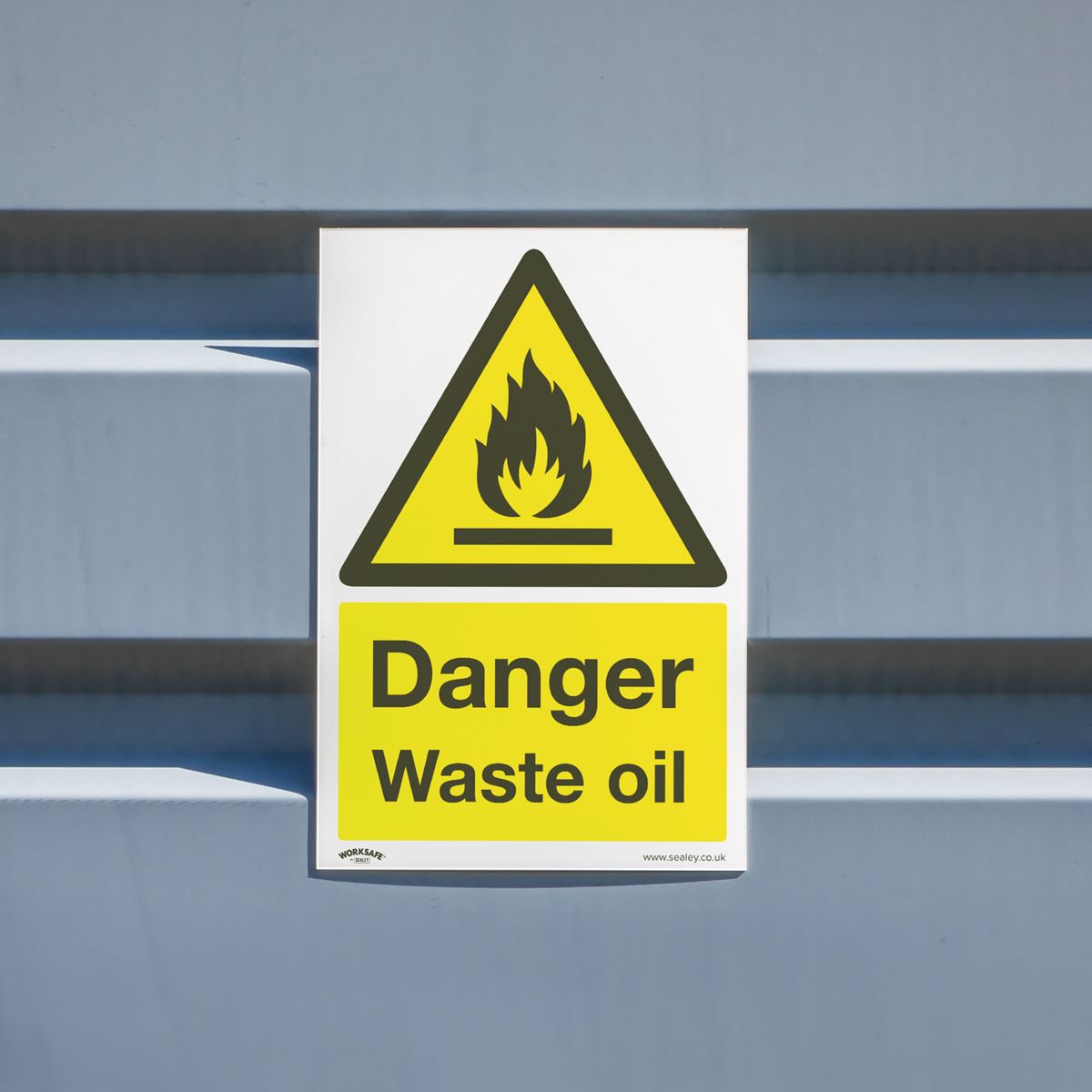 Sealey SS60V10 Warning Safety Sign - Danger Waste Oil - Self-Adhesive Vinyl - Pack of 10 Sealey