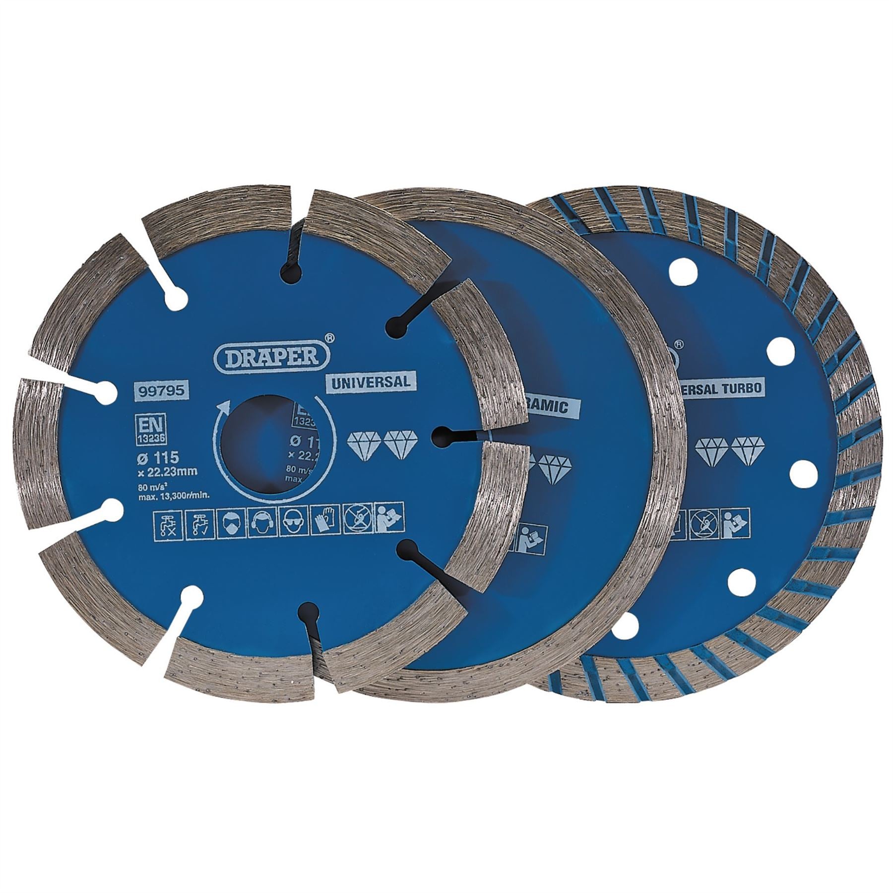 Draper 99795 Diamond Blade Set 115mm 3 Piece Draper