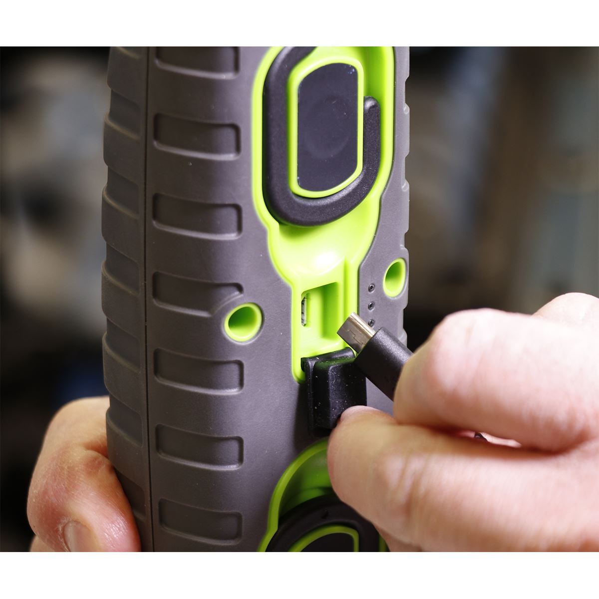 Sealey LED3606G Rechargeable 360° Inspection Lamp 15W & 3W SMD LED Green 2 x Lithium-ion Sealey