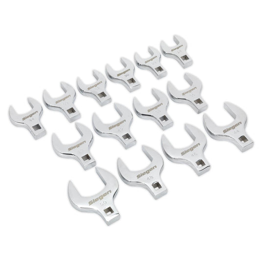 Siegen S01109 Crow's Foot Open End Spanner Set 14pc 1/2"Sq Drive Metric Siegen