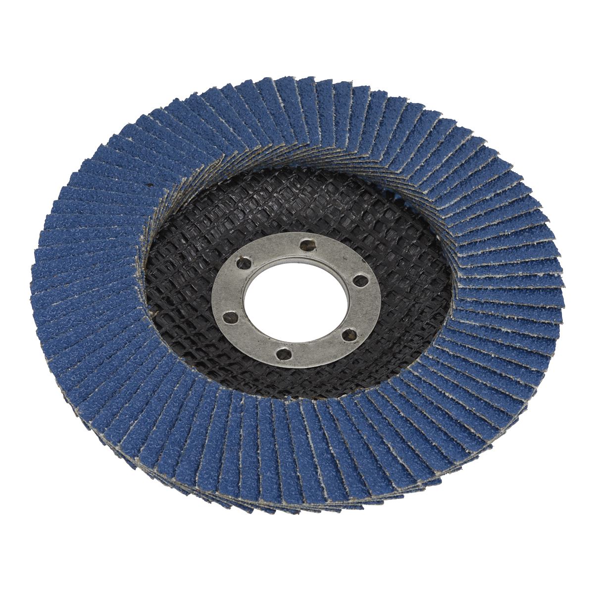 Sealey FD11512010 120Grit Flap Discs Zirconium Ø115mm Ø22mm Bore - Pack of 10 Sealey