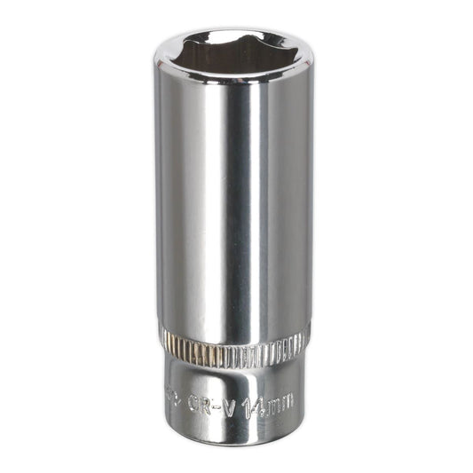 Sealey SP1414D WallDrive® Socket 14mm Deep 1/4"Sq Drive Fully Polished Sealey
