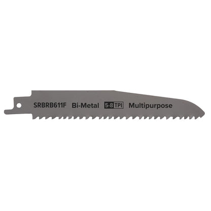 Sealey SRBRB611F Reciprocating Saw Blade Multipurpose 150mm 5-8tpi - Pack of 5 Sealey