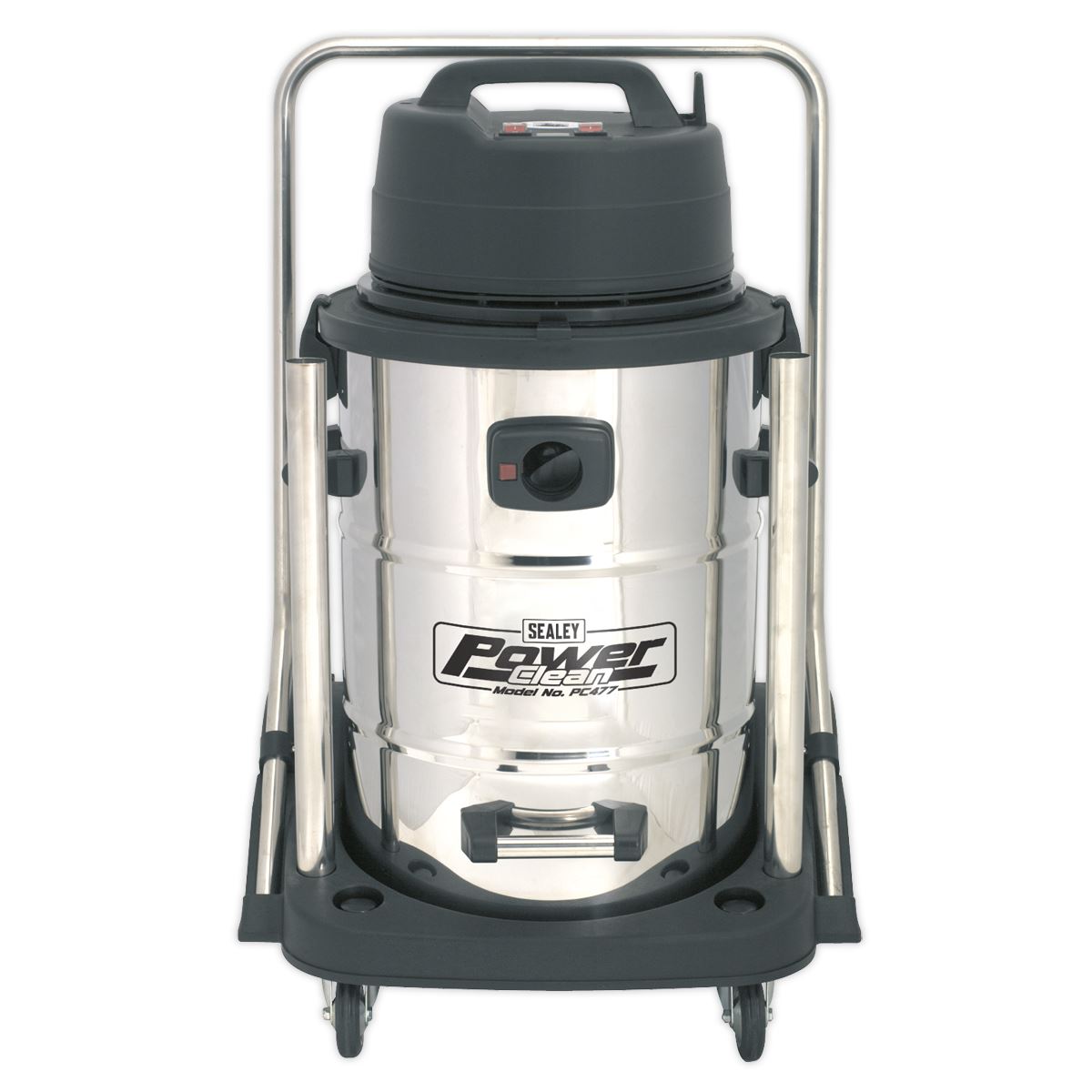 Sealey PC477 Vacuum Cleaner Industrial Wet & Dry 77L Stainless Steel Drum with Swivel Emptying 2400W Sealey