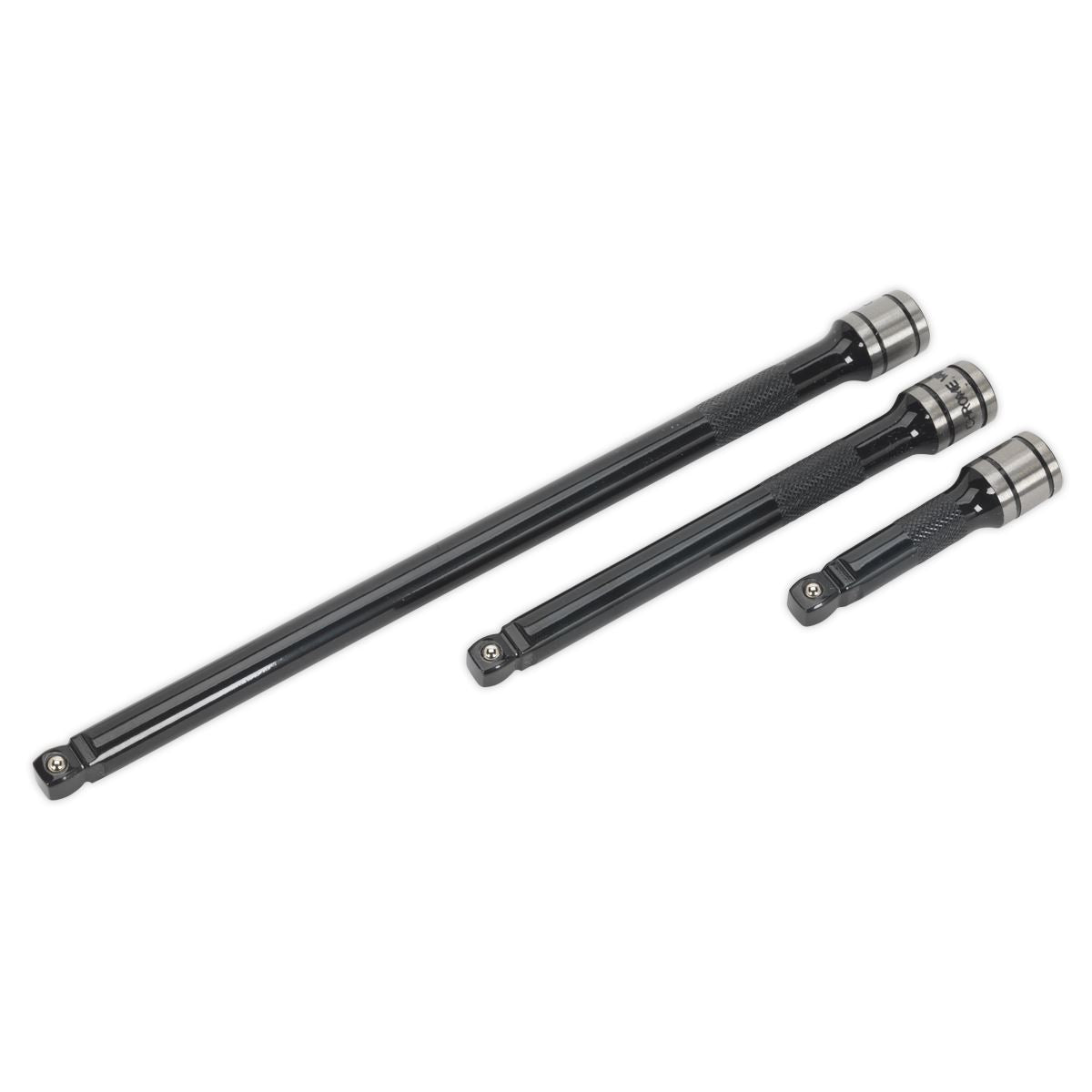 Sealey AK7691 Wobble/Rigid Extension Bar Set 3pc 3/8"Sq Drive  - Premier Black Sealey