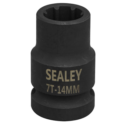 Sealey VS0985 Brake Caliper Socket 1/2"Sq Drive 14mm 7-Point Sealey
