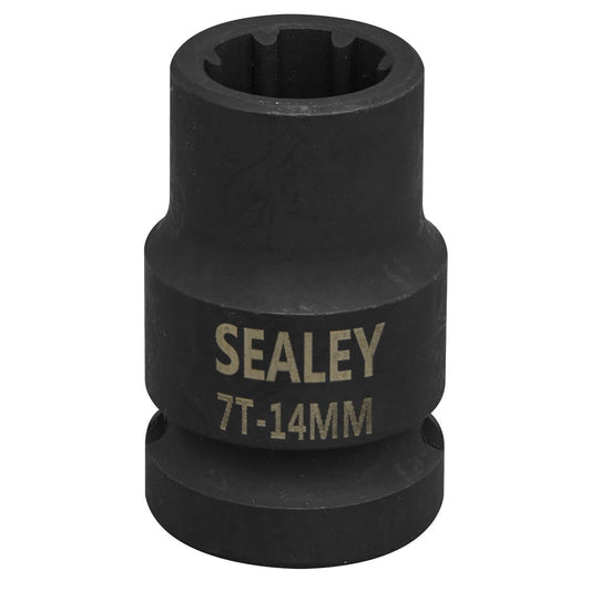 Sealey VS0985 Brake Caliper Socket 1/2"Sq Drive 14mm 7-Point Sealey
